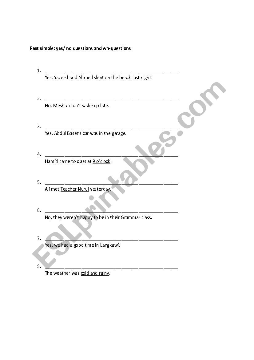 simple past mixed questions worksheet