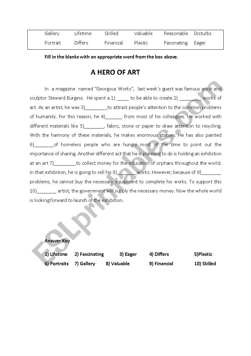 Vocabular revision  worksheet