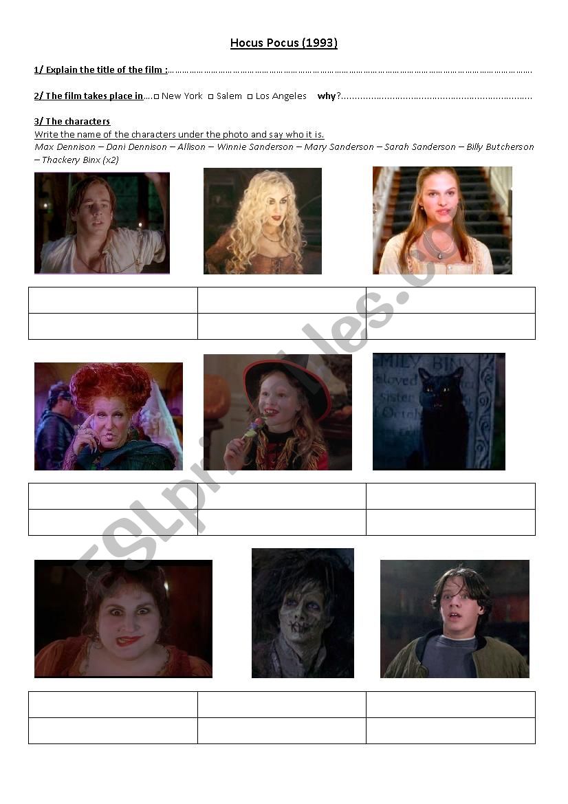 worksheet Hocus Pocus worksheet