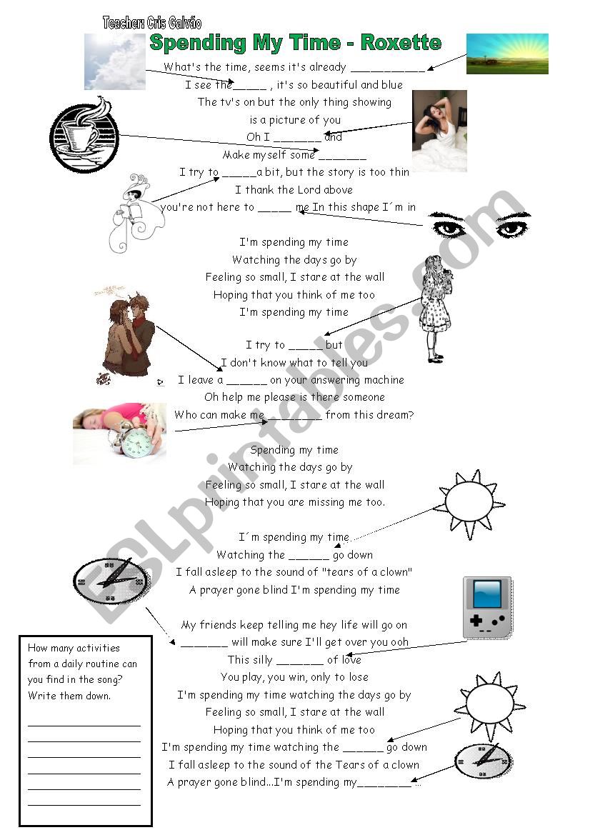 Daily Routine Song worksheet worksheet