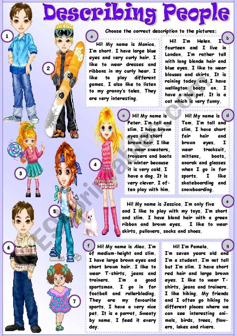 Describing  People worksheet