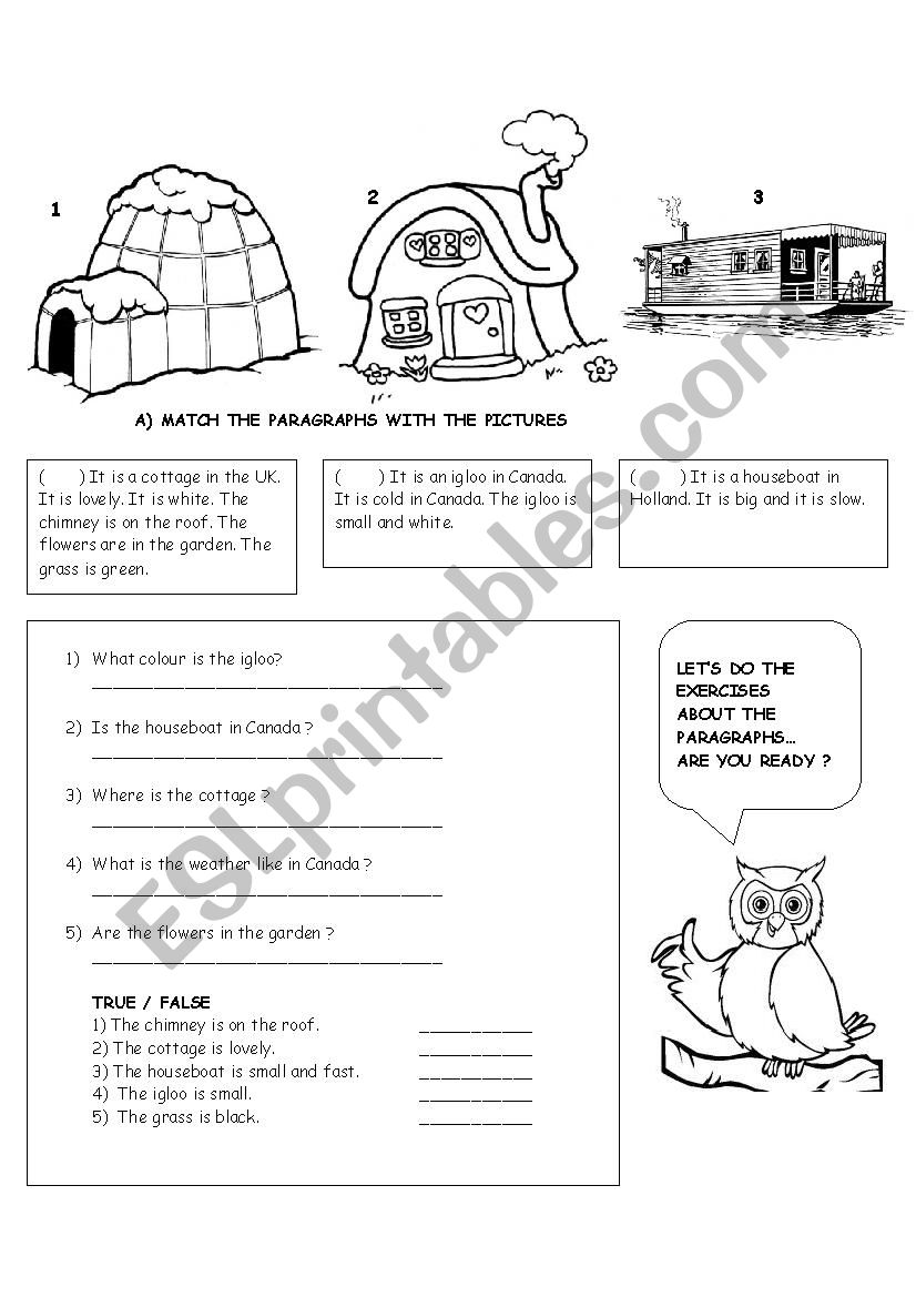 houses countries adjectives worksheet