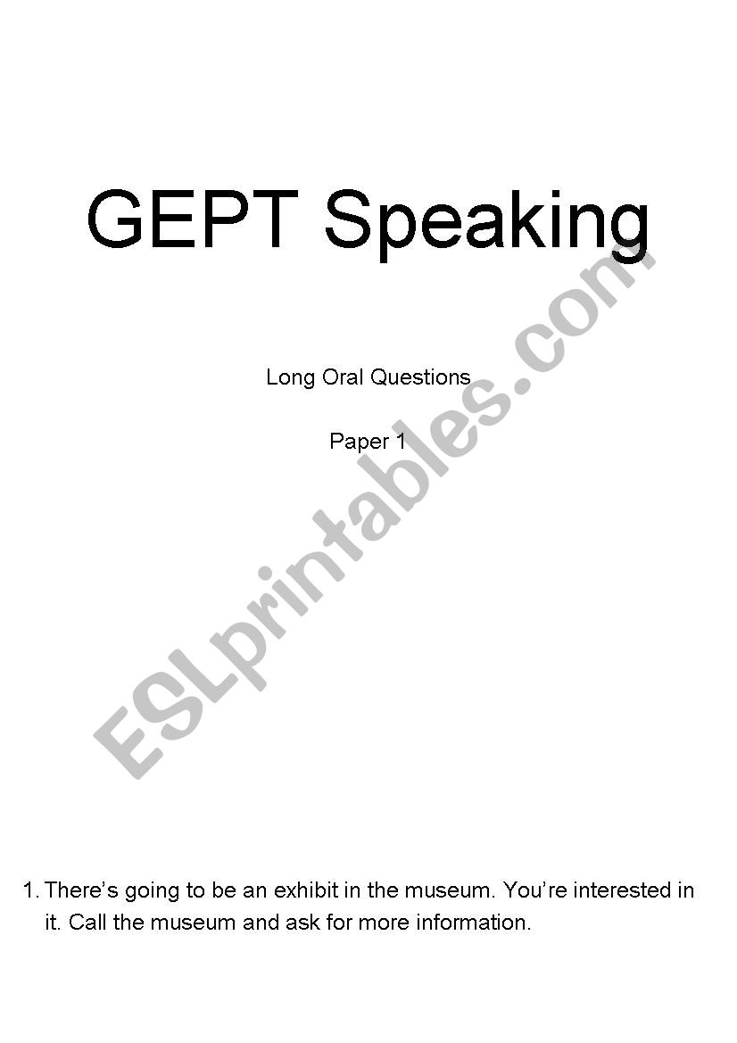 GEPT Questions (Long Answers) worksheet