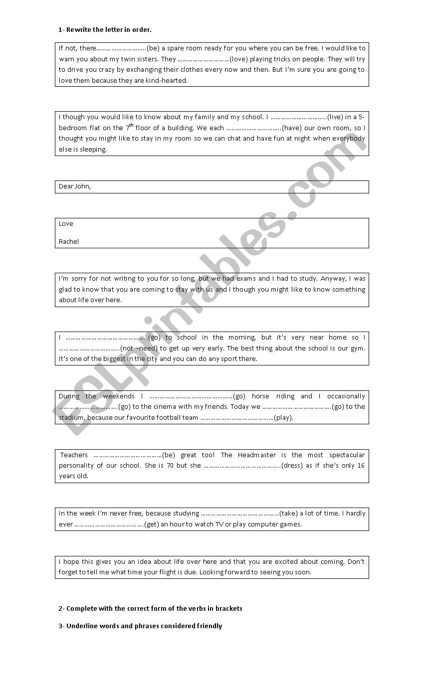 Friendly Letter worksheet