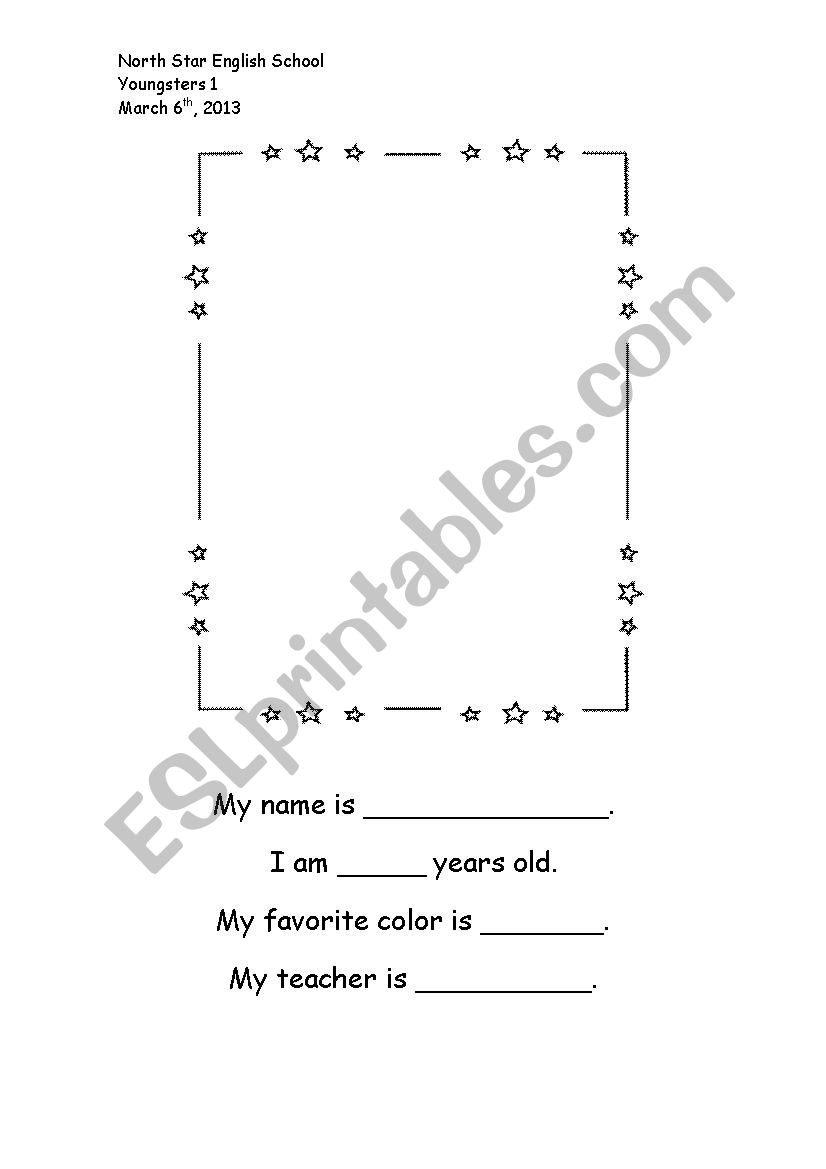 Picture Frame Worksheet worksheet