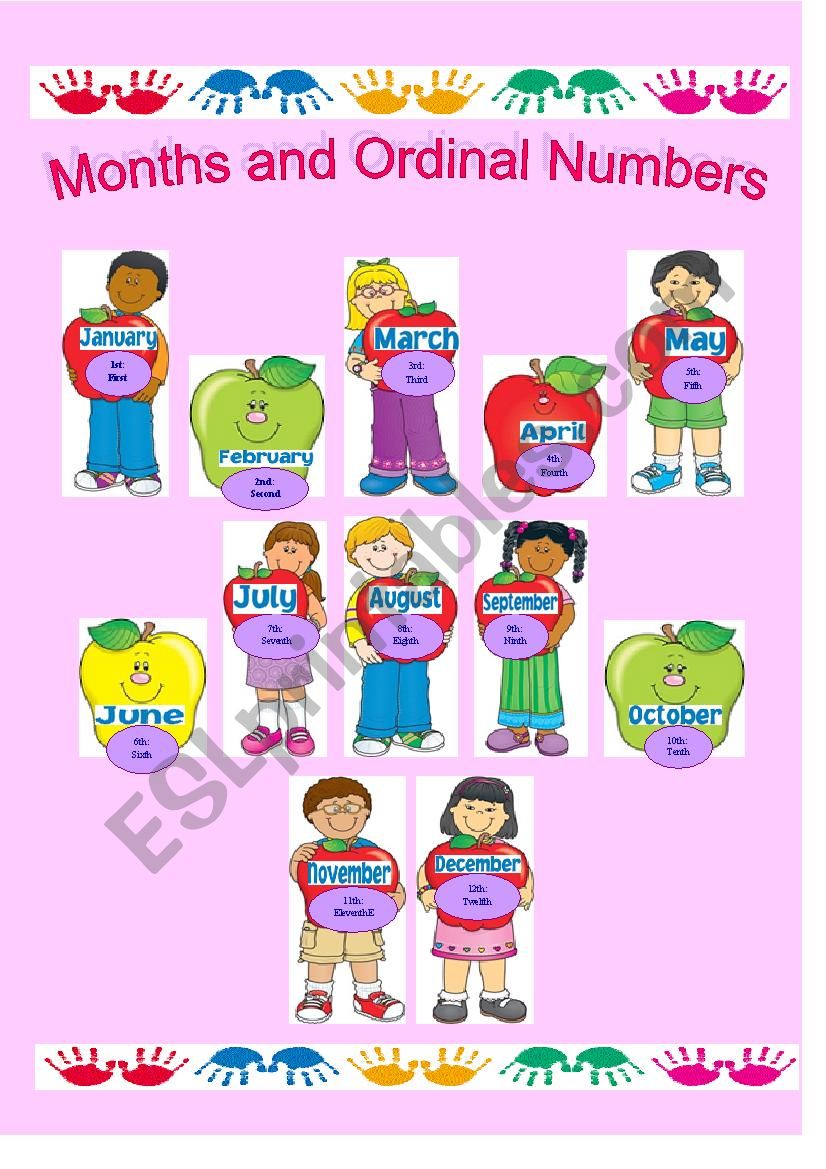 Months of the Year and Ordinal Numbers