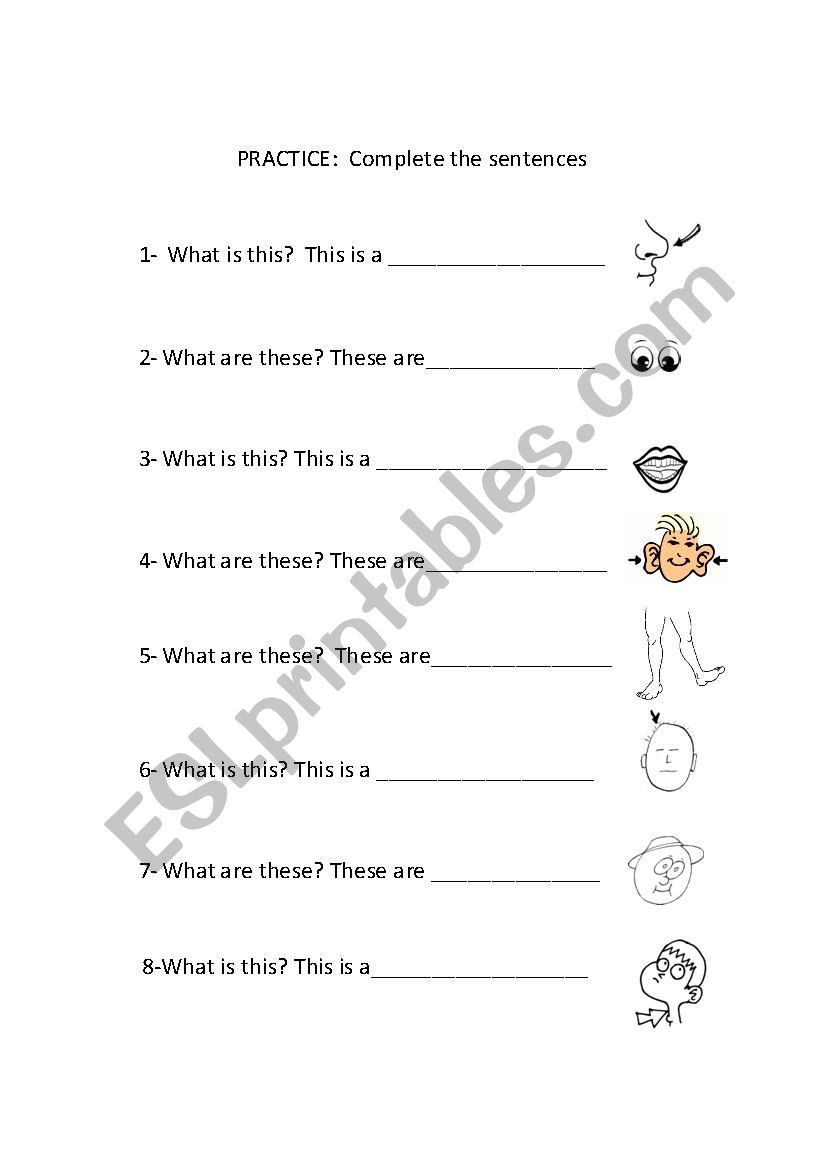 Body Parts worksheet