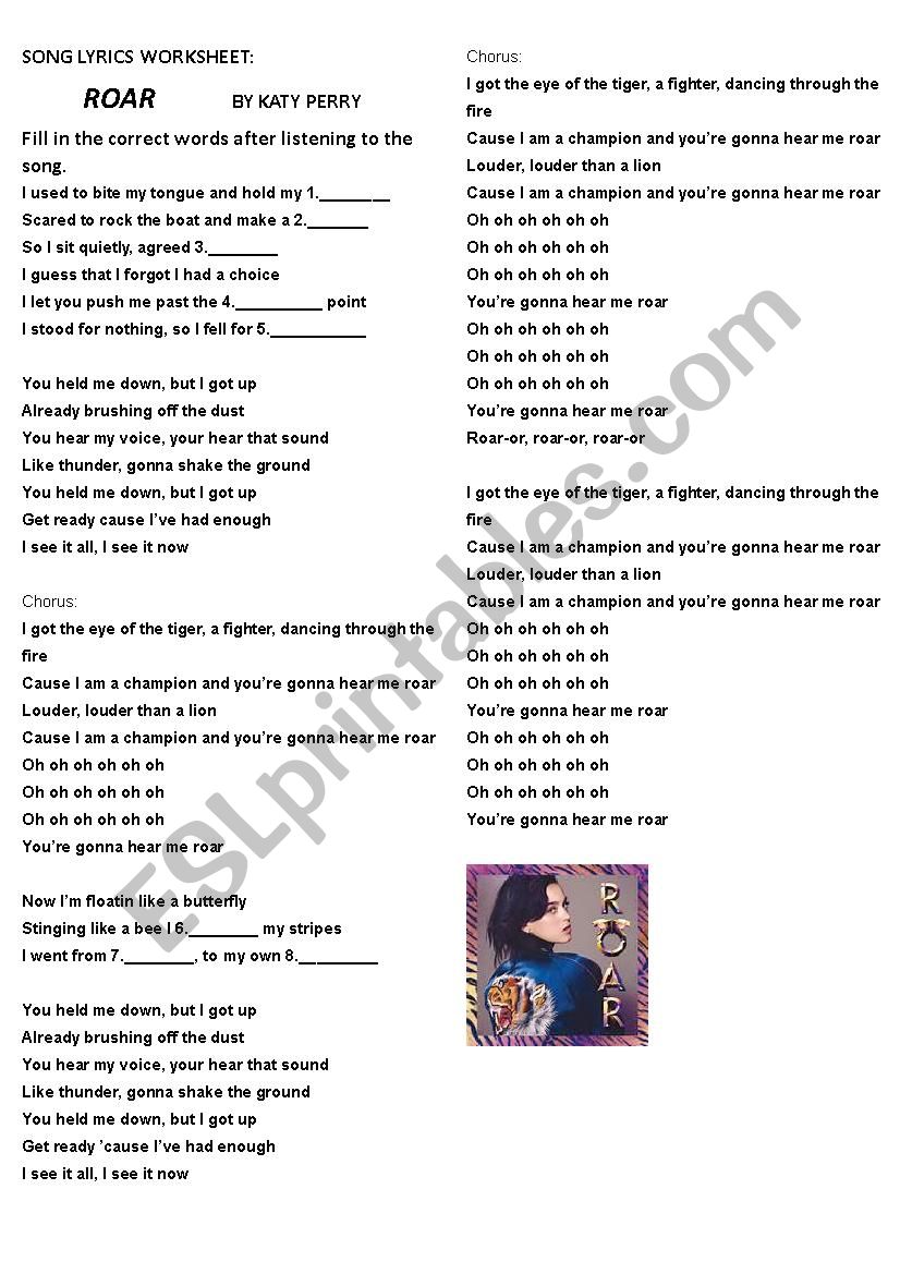 Lyrics Worksheet Roar by Katy Perry