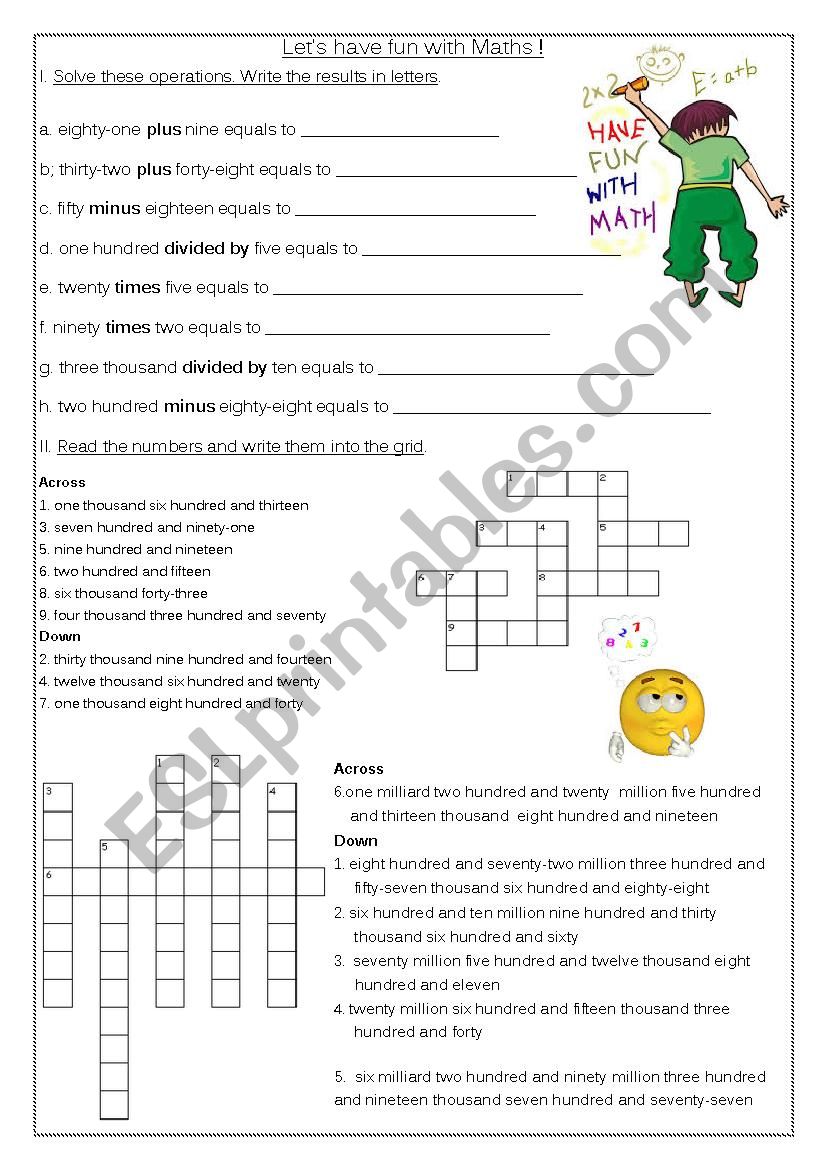 Lets have fun with Maths! worksheet