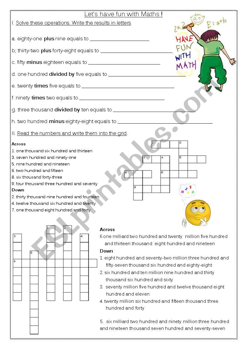 LetÂ´s have fun with Maths! worksheet
