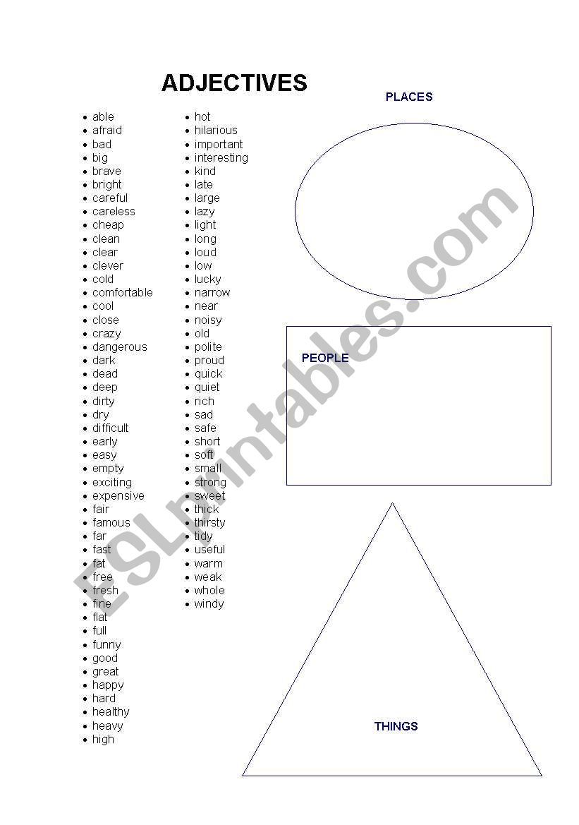 ADJECTIVES worksheet