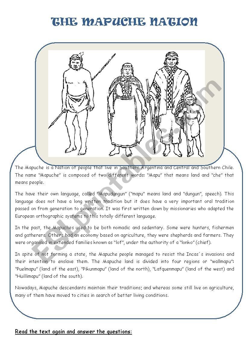 The Mapuche Nation worksheet