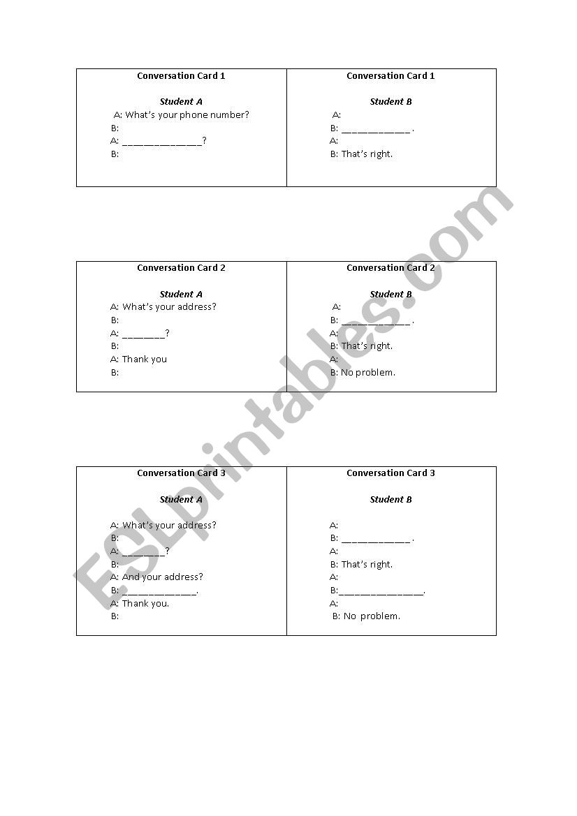 Conversation for beginners worksheet