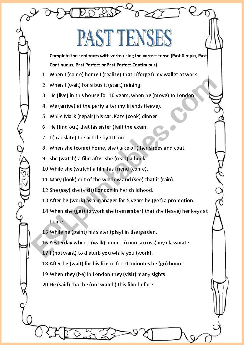 Past Tenses worksheet