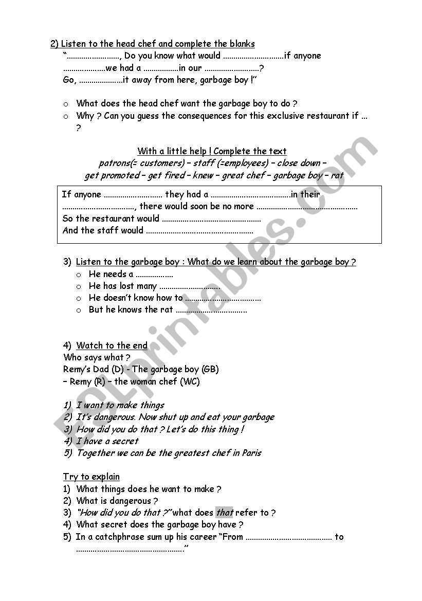 ratatouille part 3 worksheet