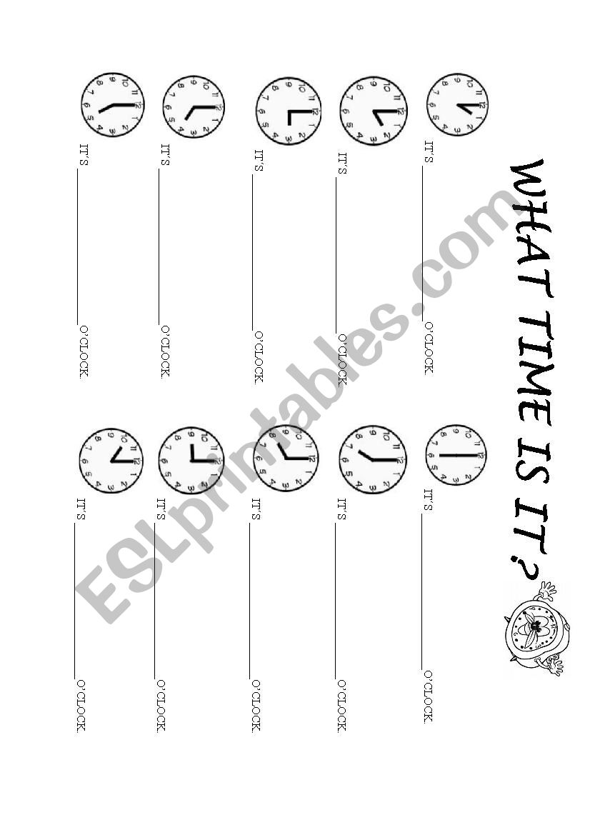 telling the time worksheet