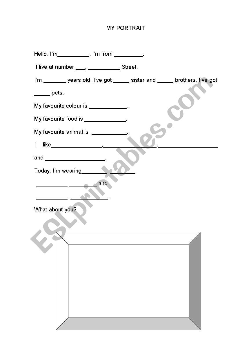 My portrait worksheet