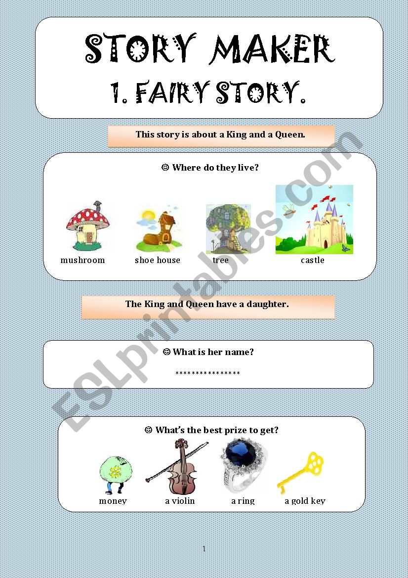 Fairy story maker worksheet