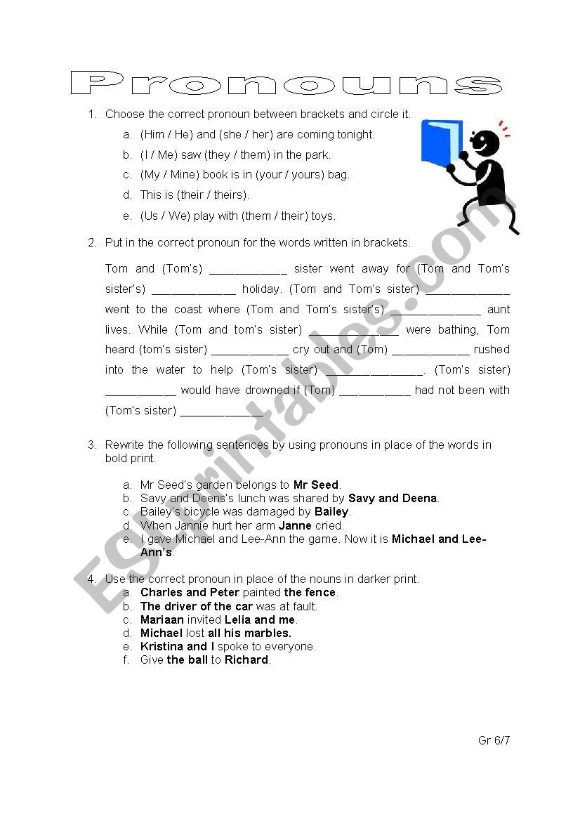 Pronouns worksheet