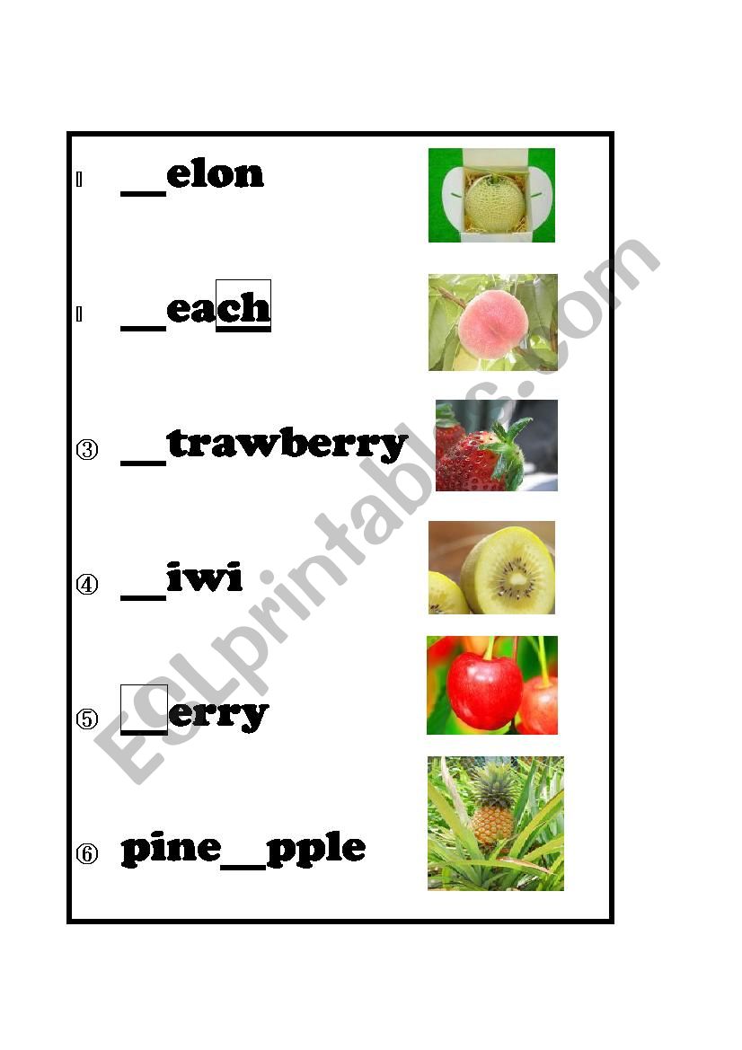 fruite worksheet