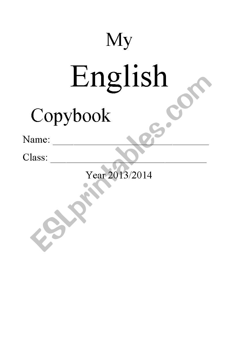 copybook cover worksheet