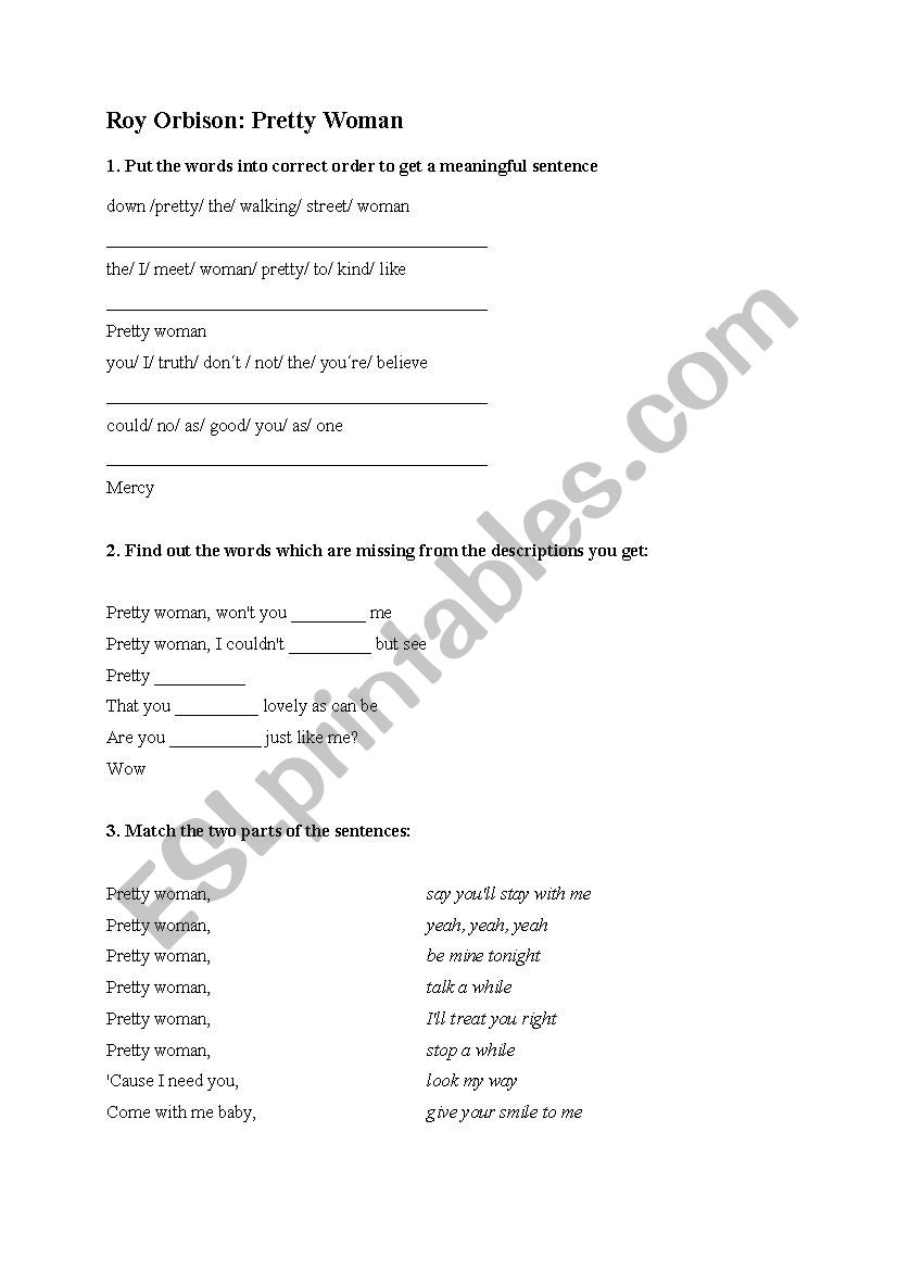 Pretty Woman worksheet