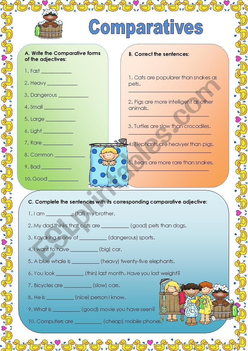 Comparatives practice worksheet