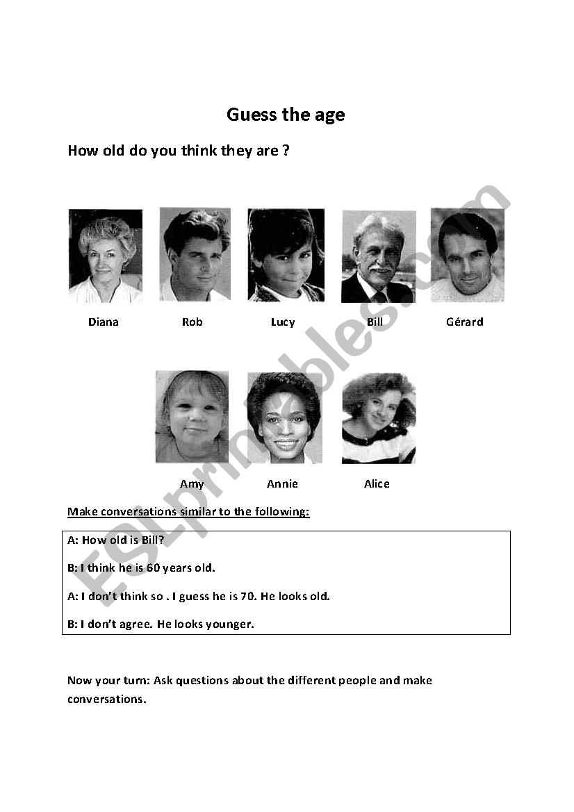 how old are they? worksheet