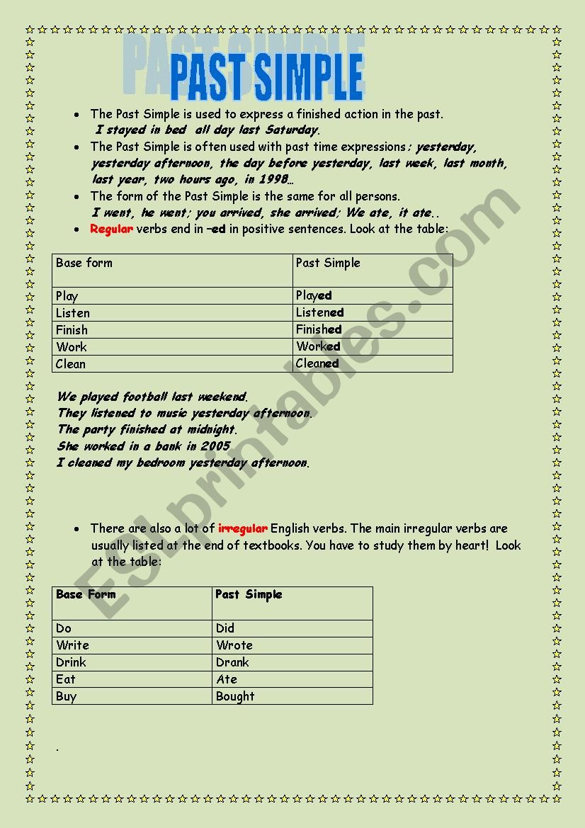 Past Simple  worksheet