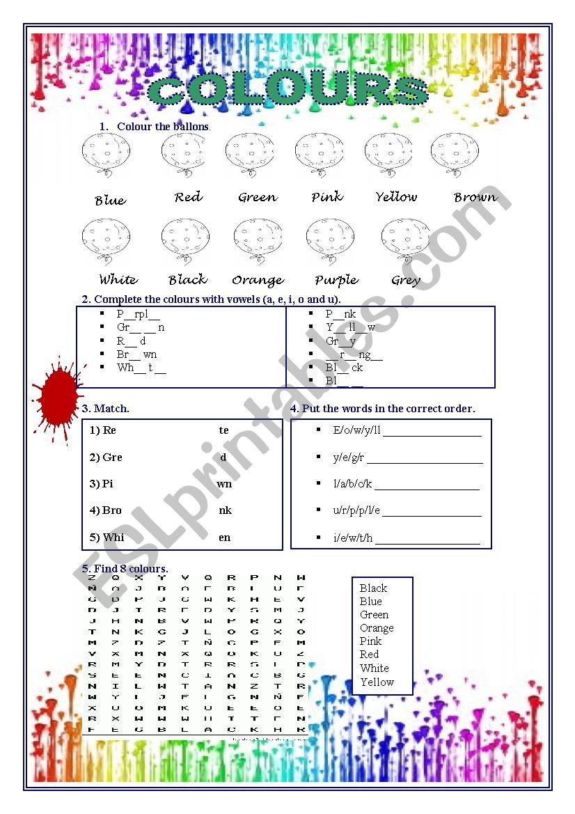 Colours worksheet