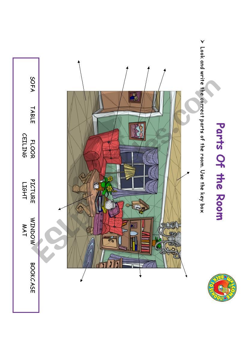 Parts of the Room worksheet