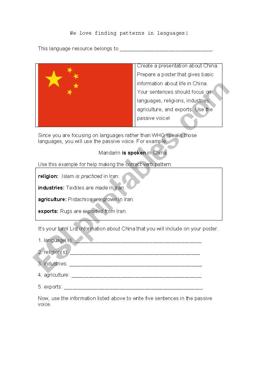 Country Study Activity to Learn and Practice Passive Voice