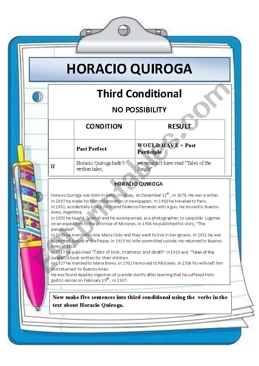 HORACIO QUIROGA Biography - Third Conditional