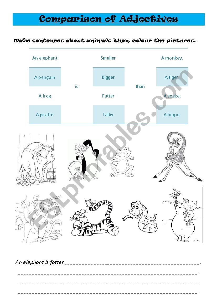 Comparison of Adjectives. Animals.