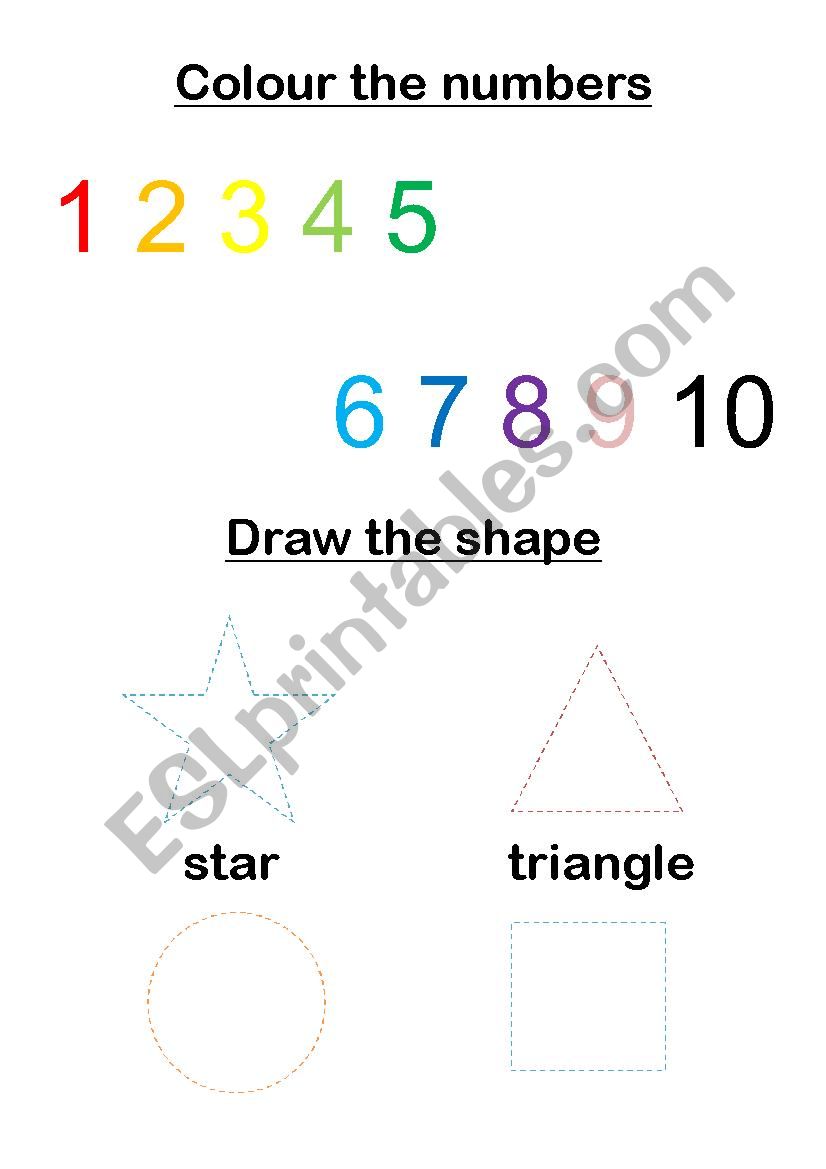 Numbers and Shapes worksheet