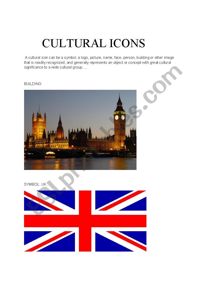 British Cultural Icons worksheet