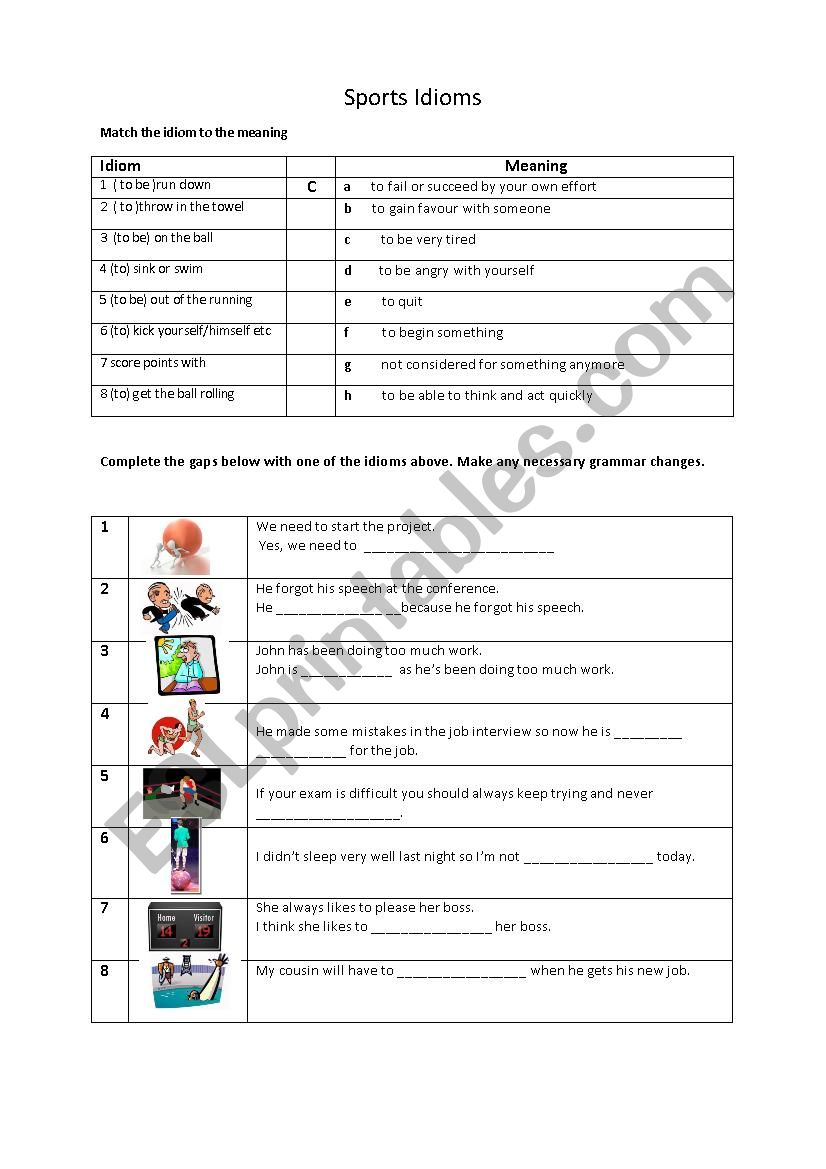 Sports Idioms worksheet