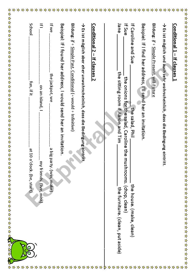 Conditional 1&2 If clauses 1&2 easy overview