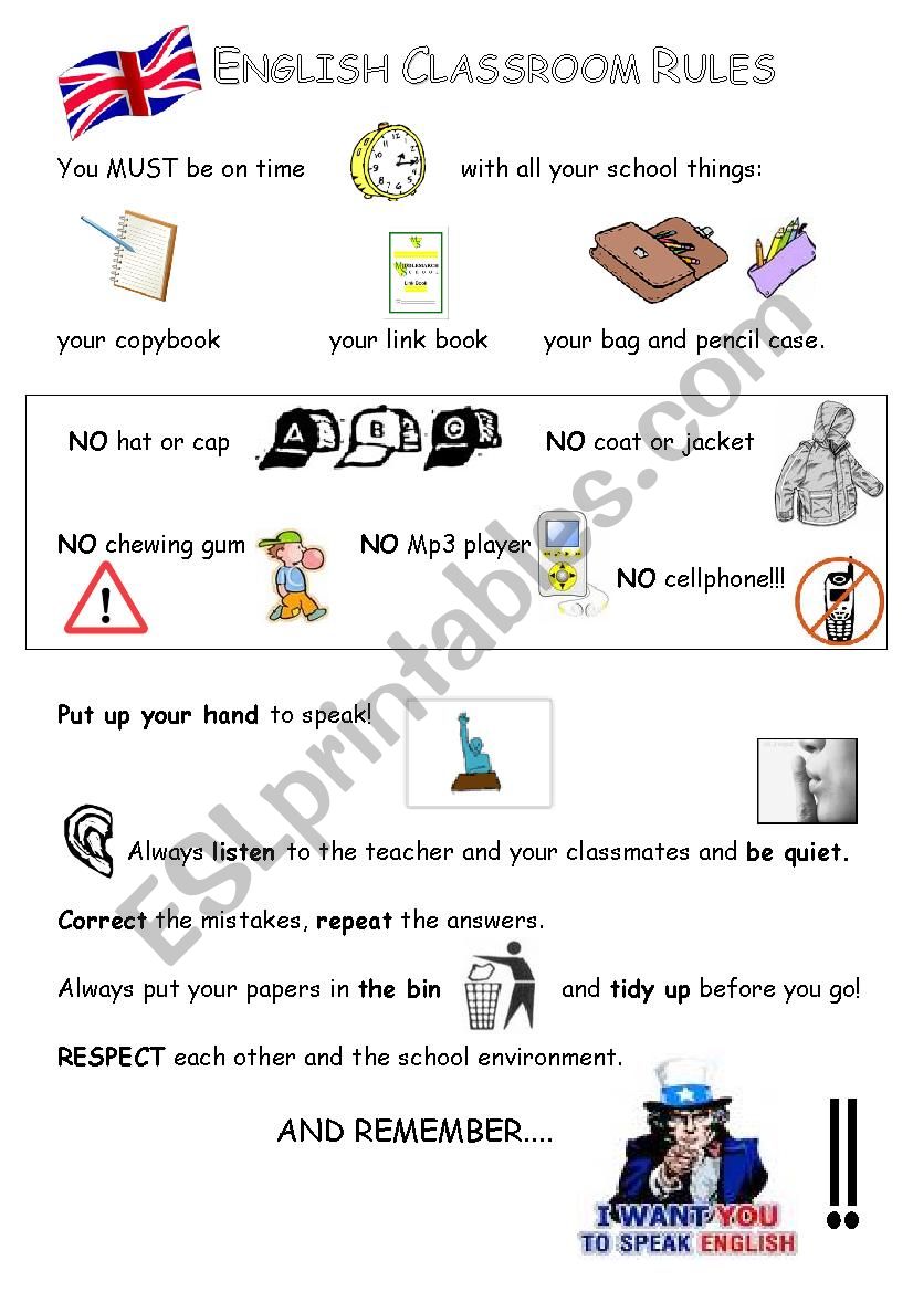 Class rules worksheet