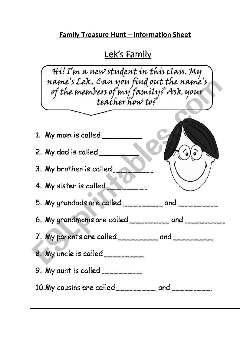 Family Treasure Hunt - worksheet