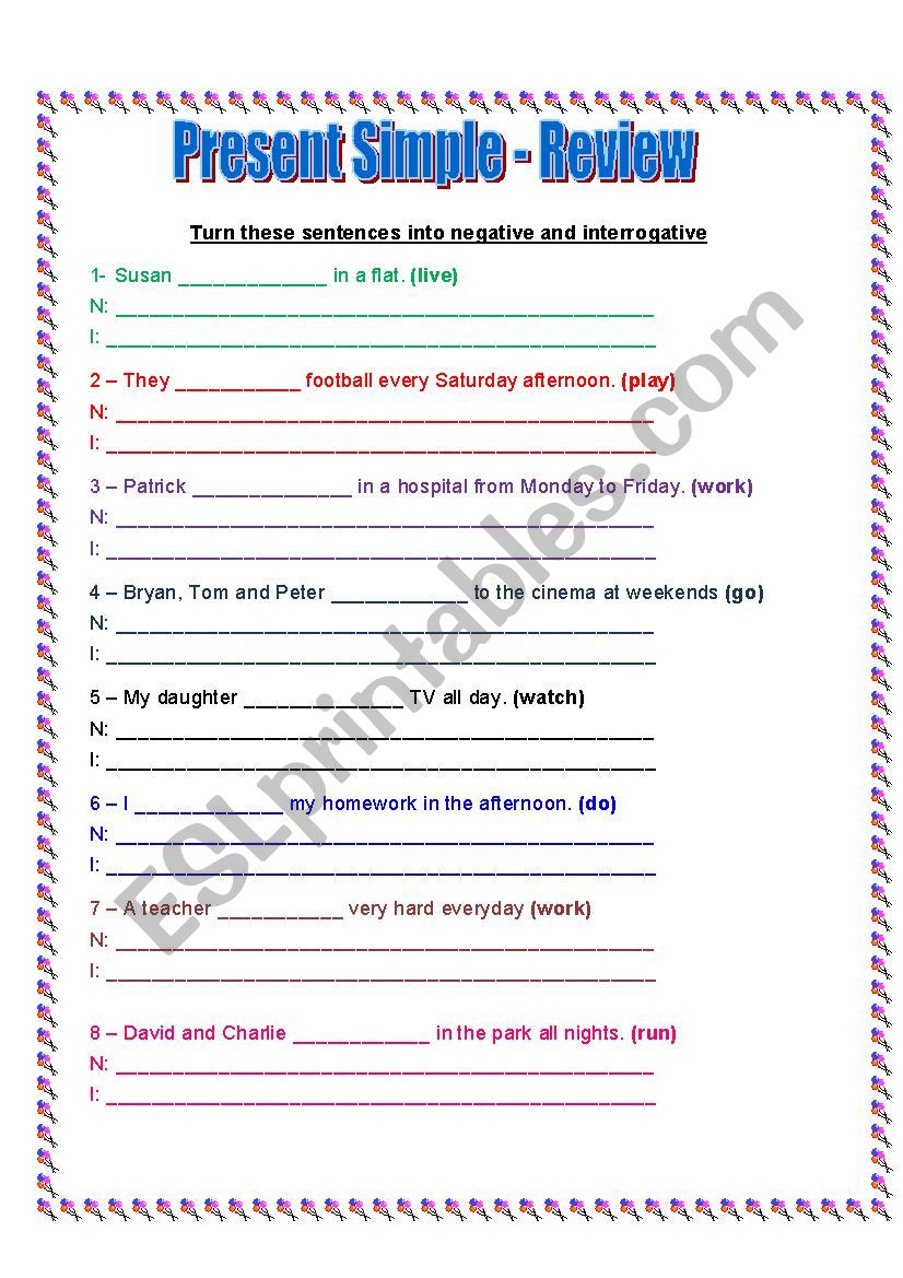 PRESENT SIMPLE REVIEW + KEY worksheet