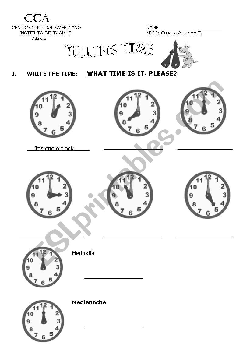 what time is it? worksheet