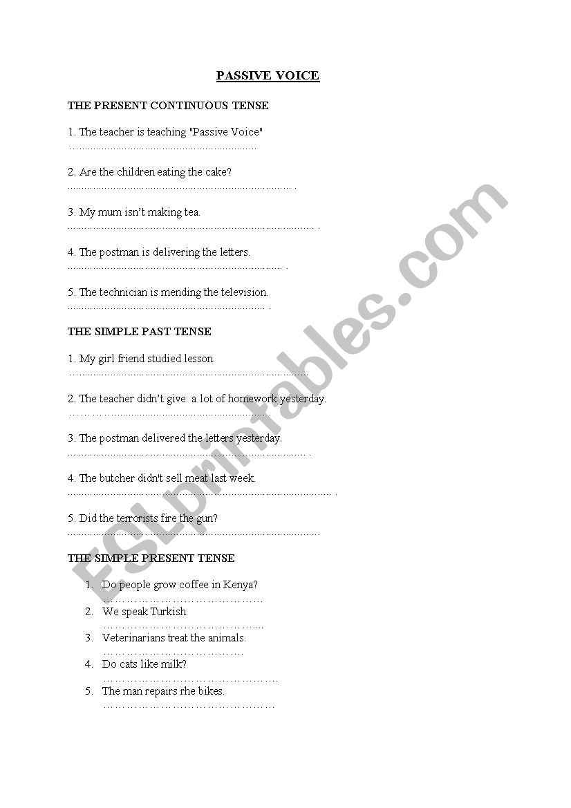 passive voice worksheet