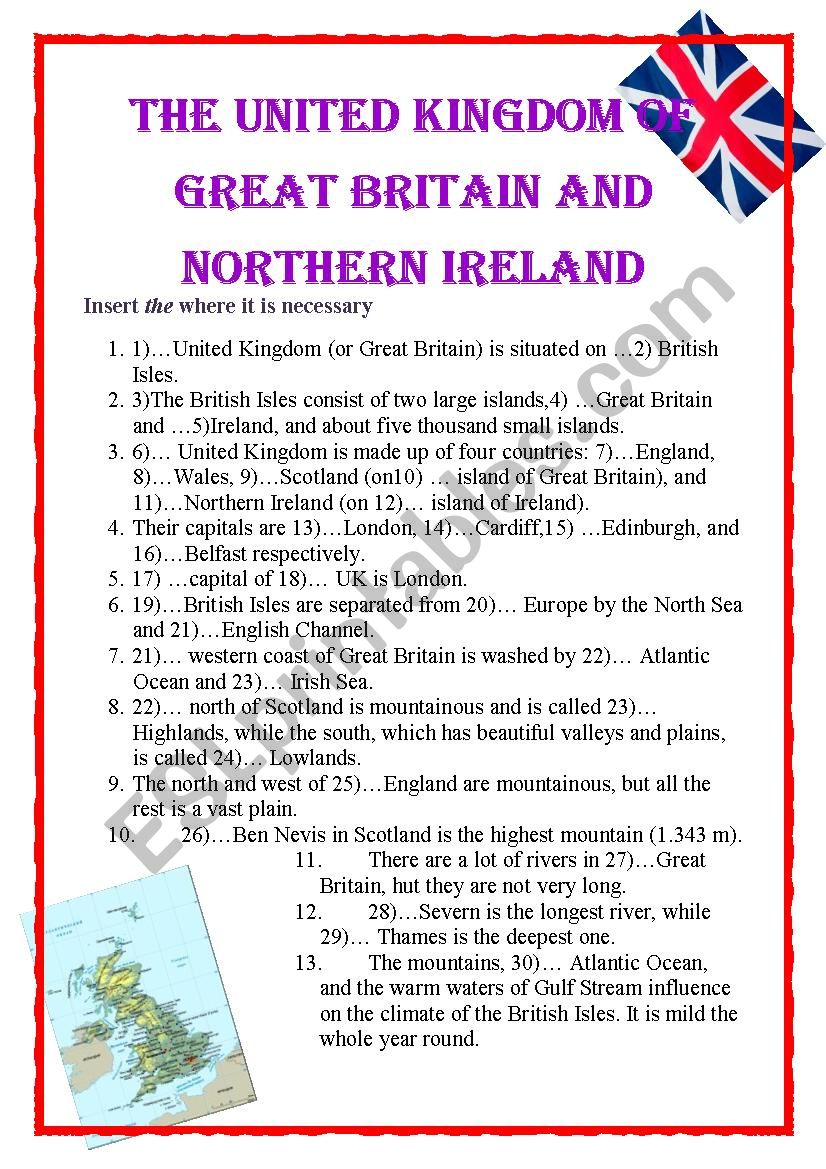 THE UK worksheet