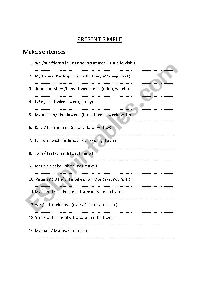 PRESENT SIMPLE worksheet