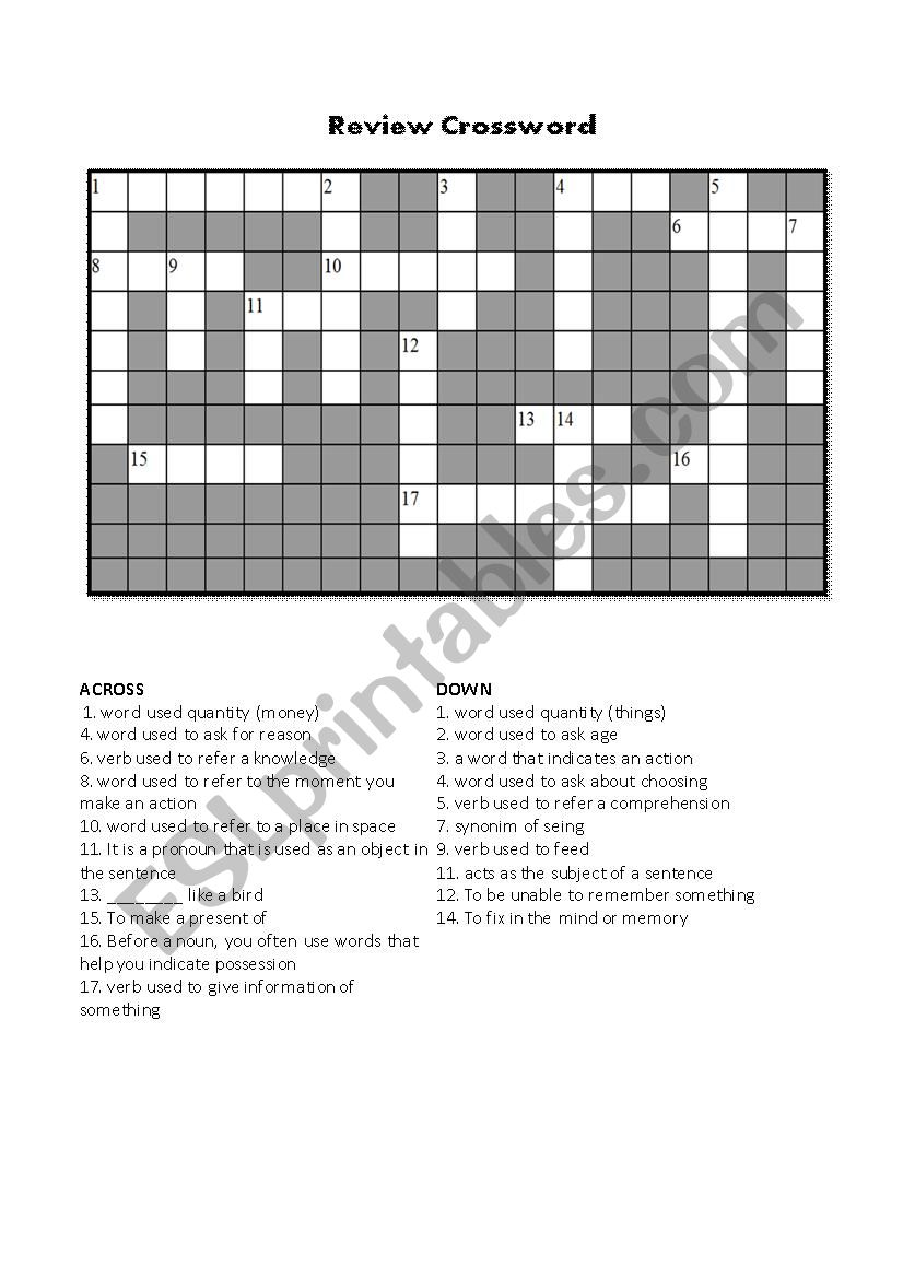 Review Crossword worksheet