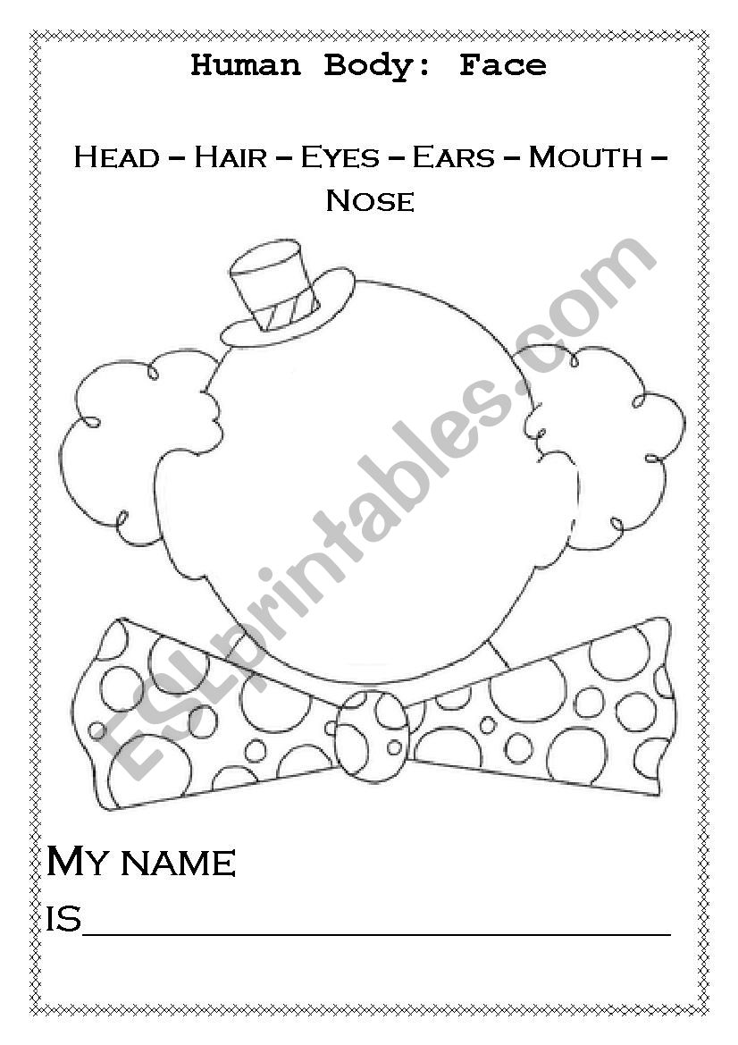 Human Body: Face worksheet