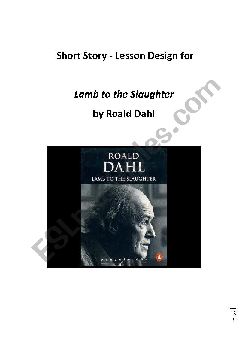 short story worksheets for lamb to the slaughter by roald dahl