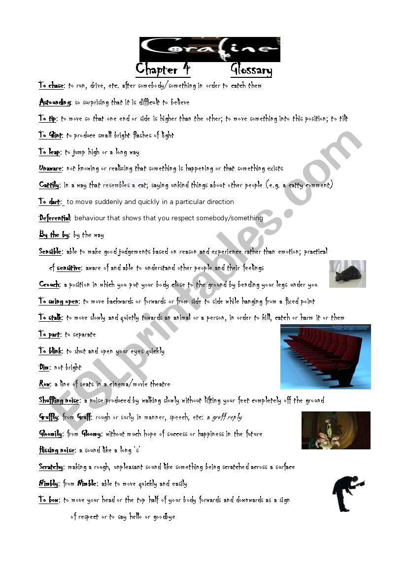 Coraline by Neil Gaiman Glossary Ch 4