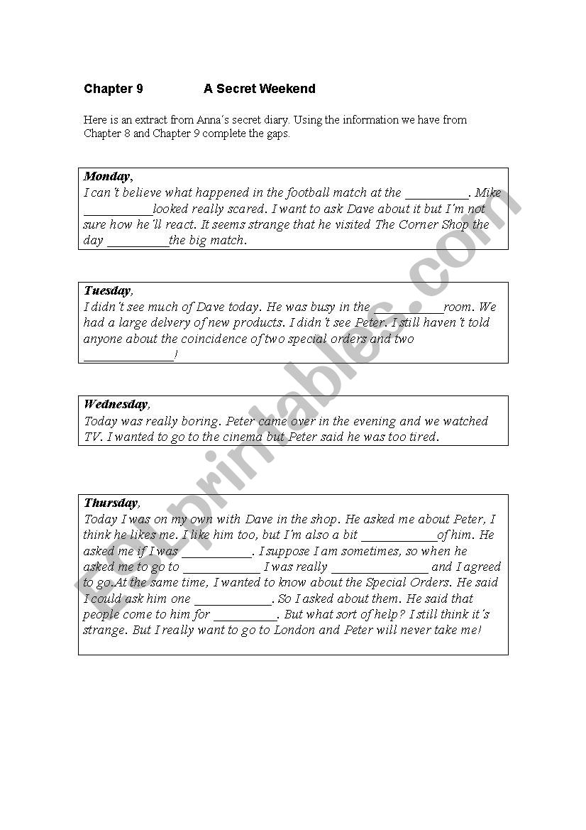 THE STRANGER - CHAPTER 9 worksheet
